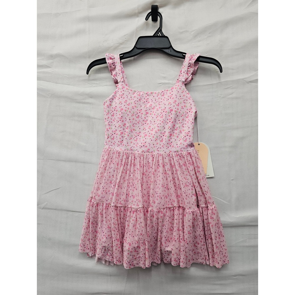 Blogilates Girls Floral Tiered Skort Dress Pink Poly Blend Casual Size Large